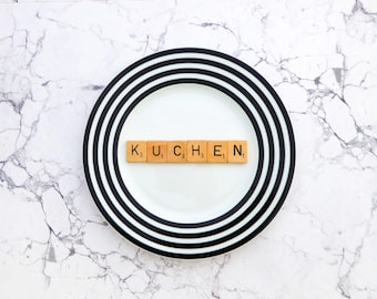 Wall plate rings black Vintage 19cm cake plate of Scrabble Deko plate wall hanging