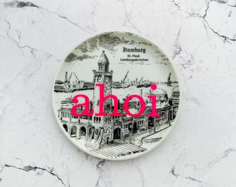 Wall plate ahoi typo neonpink 10 cm Hamburg Vintage Deko plate Wall deko wall hanging