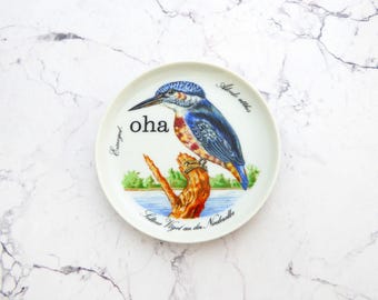 Wall plate oha typo gold 10 cm Vintage Deko plate  Wall deko bird  wall hanging