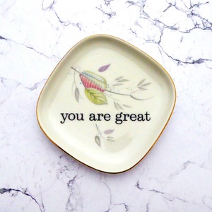Wandteller Vintage  Herr Fuchs you are great Blume Gold Teller 11cm eckig