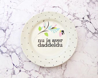 Wall plate daddeldu typo dots 19 cm Vintage Deko plate  Wall deko 80er wall hanging