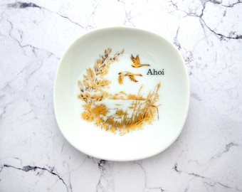 Wall plate ahoi typo 10 cm gold Vintage Deko plate  Wall deko landscape wall hanging