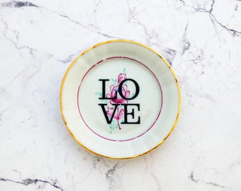 Wall plate love Vintage 8cm flower plate Deko plate wall hanging