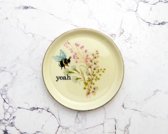 Wallplate yeah Vintage 10cm bumblebee flower plate Deko plate wall hanging