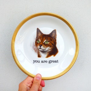 you are great plate of Vintage cat 19 cm of Deko dish plate wall hanging image 1