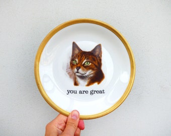 Wandteller Typo you are great Herr Fuchs  Katze 19cm Teller Gold