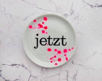 Wall plate jetzt Vintage 10cm dots neon pink plate Deko plate wall hanging