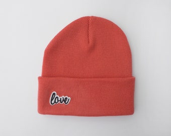 Mütze Love Beanie Herr Fuchs Patch Koralle Liebe