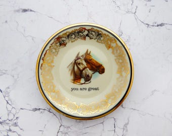 you are great horse Vintage 12cm of Deko dish plate gold wall hanging platewall