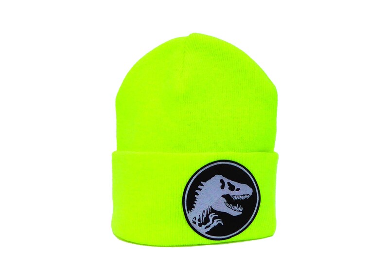 Mütze Dinosaurier Beanie Herr Fuchs Patch Neon Gelb Bild 1