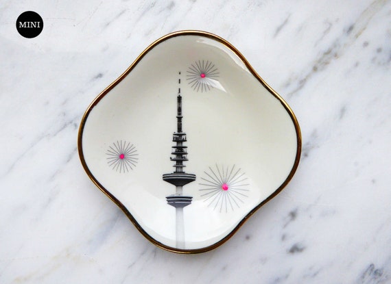 Wall Plate Hamburg TV Tower 10 Cm Vintage Deko Plate Wall Deko