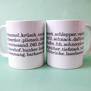 Hamburg Typo Tasse Handgedruckt Herr Fuchs schwarz/weiß HH Bild 6