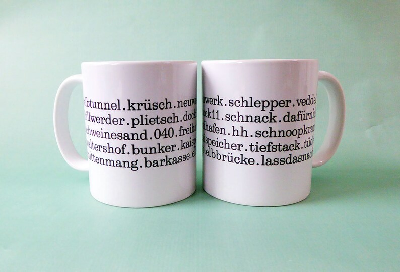 Hamburg Typo Tasse Handgedruckt Herr Fuchs schwarz/weiß HH Bild 6