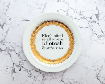 Wall plate plietsch typo  Vintage Deko plate  Wall deko gold edg wall hanging