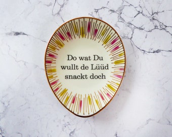 Wall plate Do wat du wullt typo stripes 12 cm Vintage Deko plate  Wall deko gold edg wall hanging