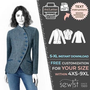 4795 PDF Jacket Sewing Pattern - S-M-L-XL or Made to Measure Sewing Pattern PDF Download