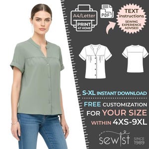 2637 Blouse With Gathers Women Sewing Pattern S-M-L-XL A4/Letter PDF Download + 1 Made to Measure In Your Size/Format