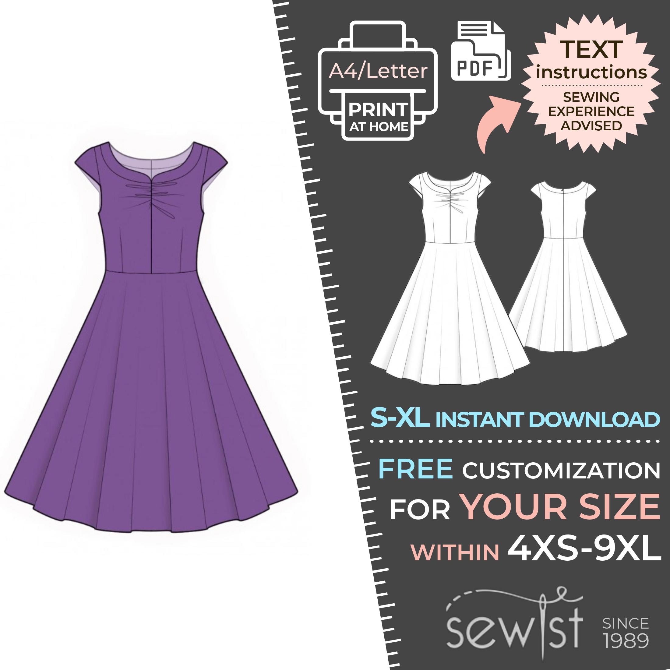 Buy 2173 Fit-n-flare Dress Sewing Pattern: S-XL + Custom Size (PDF  Download) Online in India - Etsy
