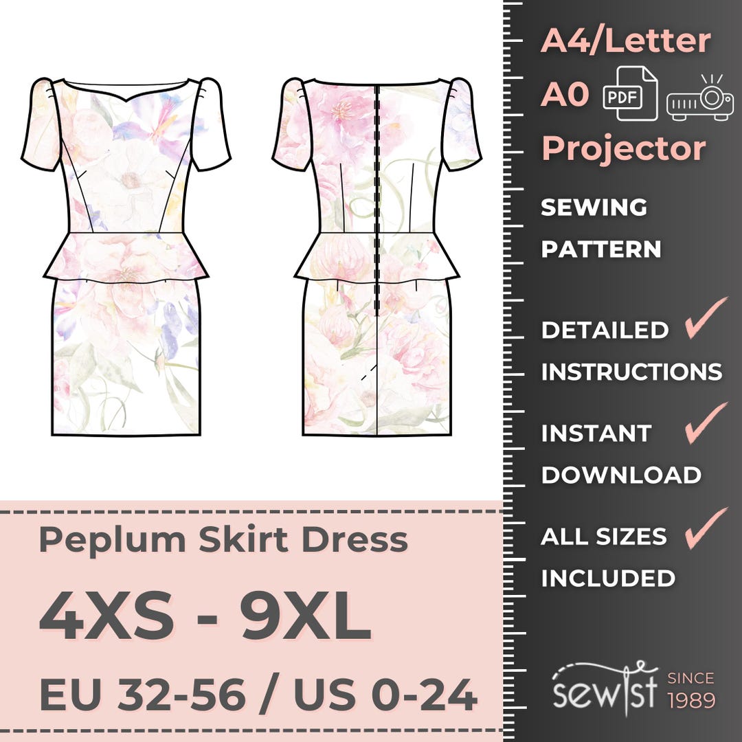 womens peplum dress pattern Camellia + Dainty Easy Peplum Top and Dress PDF Sewing Pattern for Girls and Women: Make 27 Different Garment Styles with 1 Sewing Pattern