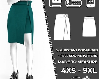 2397 PDF Skirt Sewing Pattern - S-M-L-XL or Made to Measure Sewing Pattern PDF Download