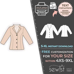 2418 Blouse - S-M-L-XL or Made to Measure Sewing Pattern PDF Download