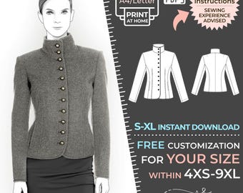 4167 PDF Jacket Sewing Pattern - S-M-L-XL or Made to Measure Sewing Pattern PDF Download