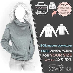 4011 - PDF Dress Jacket Sewing Pattern  S-M-L-XL or Made to Measure