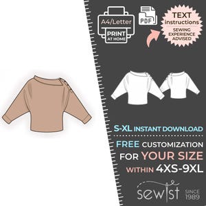 2611 Blouse - S-M-L-XL or Made to Measure Sewing Pattern PDF Download