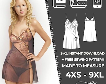 5788 Lingerie Sewing Pattern PDF - S-M-L-XL or Made to Measure Sewing Pattern PDF Download Royalty Free for Personal, Commercial Use