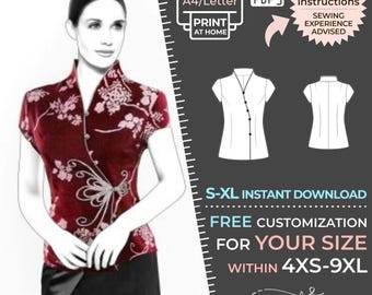 4516 Blouse - S-M-L-XL or Made to Measure Sewing Pattern PDF Download