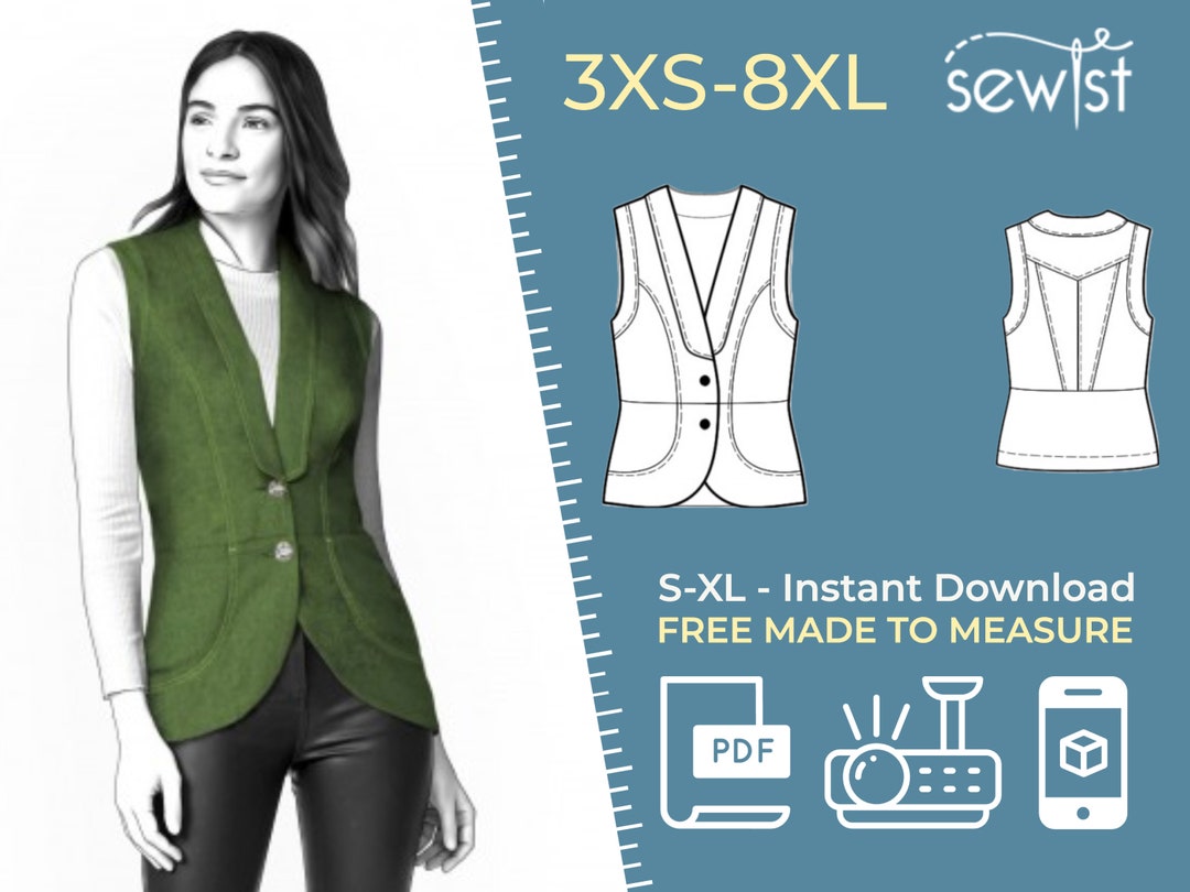 2396 Denim Vest Sewing Pattern PDF Download S-M-L-XL or Free - Etsy