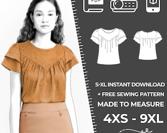2614 Top Sewing Pattern PDF - S-M-L-XL or Made to Measure Sewing Pattern PDF Download Royalty Free for Personal, Commercial Use