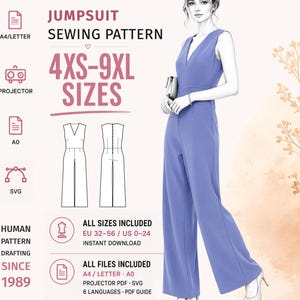 Vestido Patrón de Costura, Tallas 4XS-9XL, Descarga Instantánea – Patrón PDF Imprimible A4/Letter y A0