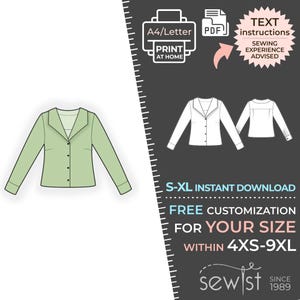 2471 Blouse - S-M-L-XL or Made to Measure Sewing Pattern PDF Download