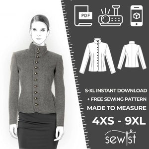 4167 PDF Jacket Sewing Pattern - S-M-L-XL or Made to Measure Sewing Pattern PDF Download