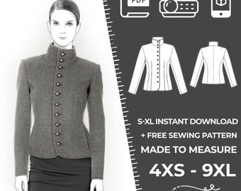 4167 Patron de couture PDF veste - S-M-L-XL ou sur mesure Patron de couture PDF à télécharger