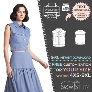 Modèle de couture de gilet Safari 2735 à télécharger au format PDF, S-M-L-XL ou personnalisation gratuite sur mesure, libre de droits pour usage personnel ou commercial