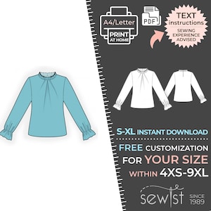 2621 Blouse - S-M-L-XL or Made to Measure Sewing Pattern PDF Download