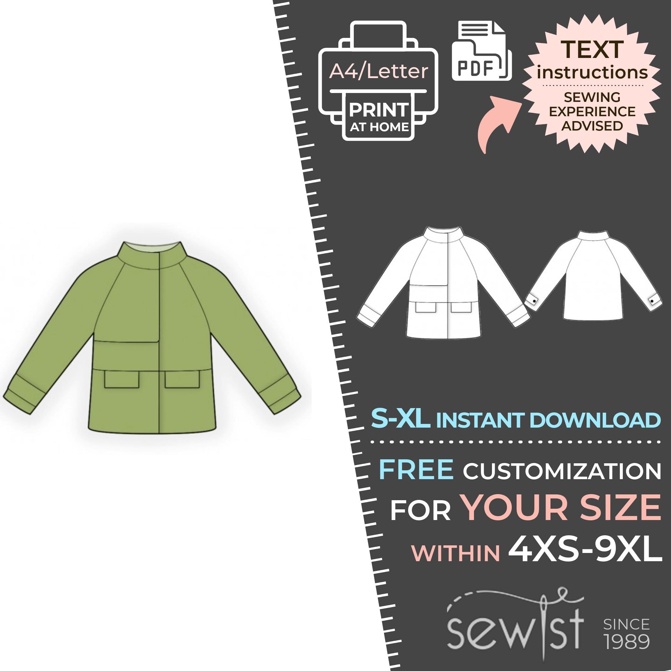 2388 - Jacket Sewing Pattern PDF Download, S-M-L-XL or Free