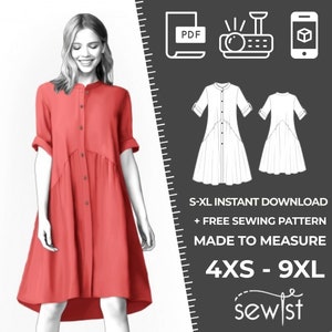 4918 Women's Dress Sewing Pattern PDF - S,M,L,XL / Custom Size - Elegant Wedding, Office, Summer Party, Simple Guide, Plus Sizes Petite-Tall