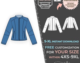 4305 PDF Jacket Sewing Pattern - S-M-L-XL or Made to Measure Sewing Pattern PDF Download