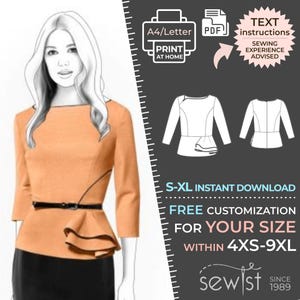 4468 Blouse PDF Sewing Pattern - S-M-L-XL or Made to Measure Sewing Pattern PDF Download