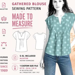 Mönster för rynkad blus · Ärmlös V-ringad oktopp · S–XL + Anpassad storlek