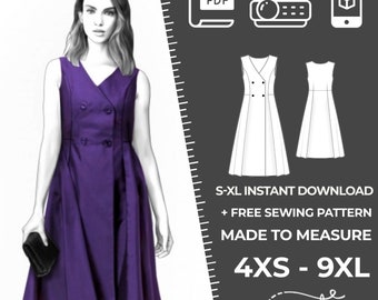 Lekala 4972 - Robe Patron de Couture PDF a Téléchargér, Modification Sur Mesure Gratuite Royalty Free à Usage Personnel ou Commercial