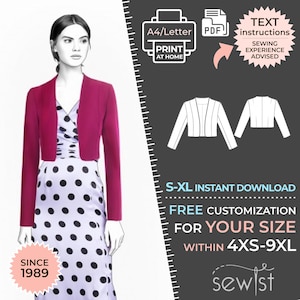 2202 Bolero PDF Sewing Pattern - S-M-L-XL or Made to Measure Sewing Pattern PDF Download