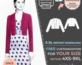 2202 Bolero PDF Sewing Pattern - S-M-L-XL or Made to Measure Sewing Pattern PDF Download
