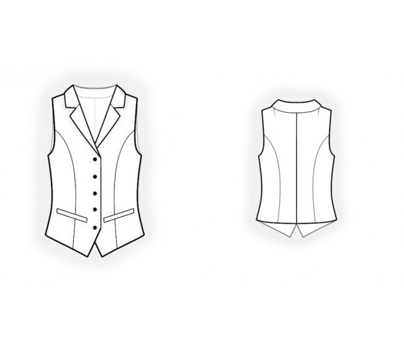 2091 Waistcoat Sewing Pattern PDF Download, S-M-L-XL or Free Made to Measure Personalization, Royalty Free Personal or Commercial Use image 2