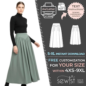 2638 Skirt With Yoke And Gathers Women Sewing Pattern S-M-L-XL A4/Letter PDF Download + 1 Made to Measure In Your Size/Format