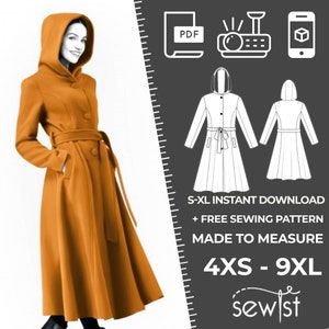4796 Coat Sewing Pattern PDF - S-M-L-XL or Made to Measure Sewing Pattern PDF Download Royalty Free for Personal, Commercial Use