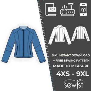 4305 PDF Jacket Sewing Pattern - S-M-L-XL or Made to Measure Sewing Pattern PDF Download